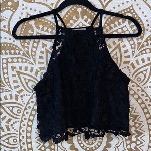black lace crop top
